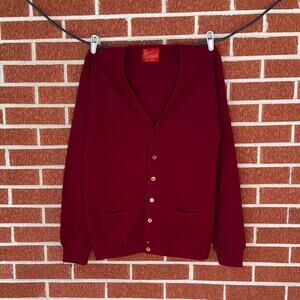 Vintage 70s 80s sears kings road 100% orlon acrylic red cardigan